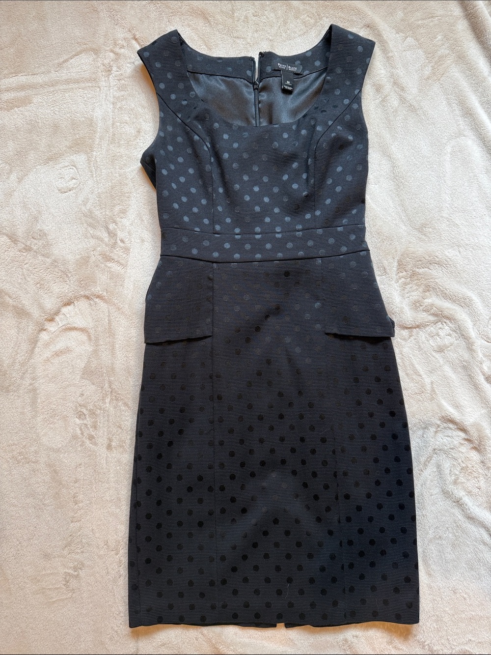 White House Black Market Black Polka Dot Midi Sheath Dress